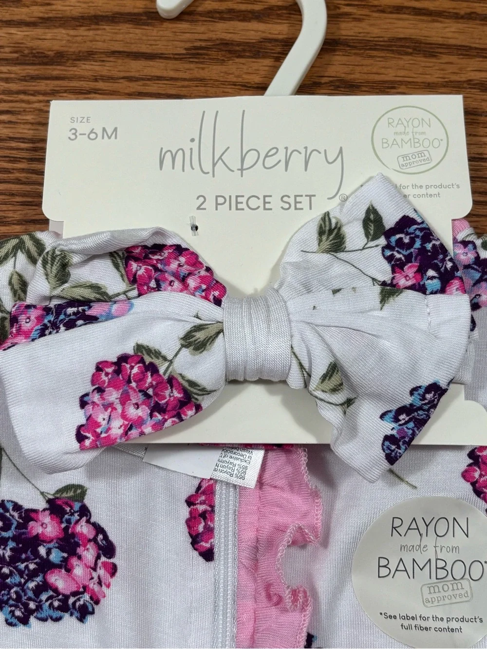 MILKBERRY 2 piece Outfit Zipper Sleeper & Headband Pink Floral NWT Sz 3-6 month